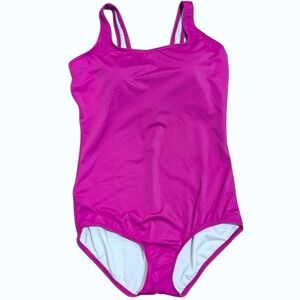 Lands' End Swimsuit Plus 14 DDD Fuchsia Magenta 1 Piece Swim Bathing Suit NEW‎